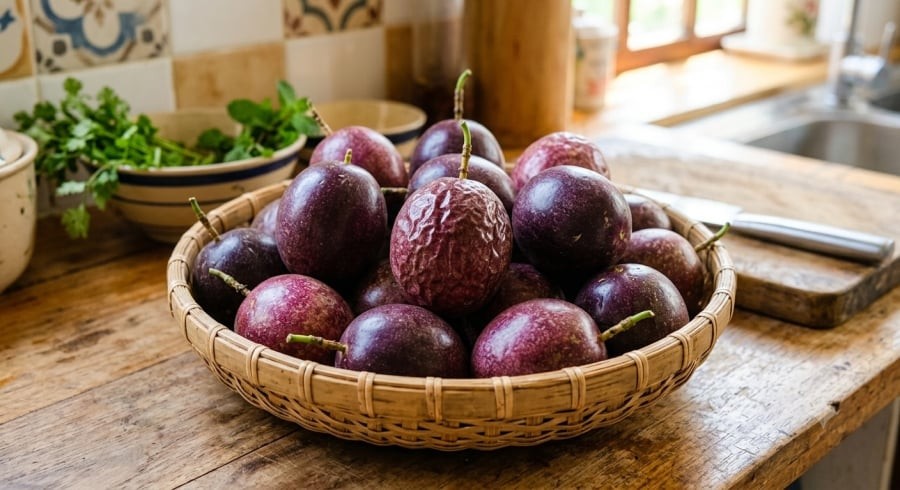 Chanh leo là loại quả quen thuộc, có thể dùng để pha nước, ăn cùng sữa chua hoặc chế biến thành nhiều món tráng miệng.