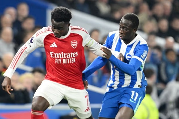 Dàn sao Arsenal bạc nhược trong thất bại 0-3 trước Brighton. Ảnh: Stuart MacFarlane/Arsenal FC via Getty Images.