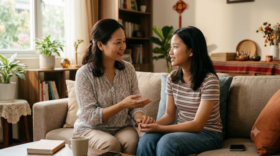 Thay vì trách phạt, cha mẹ có thể giúp trẻ hình thành phản xạ: không phải đồ của mình thì hãy hỏi trước khi sử dụng.
