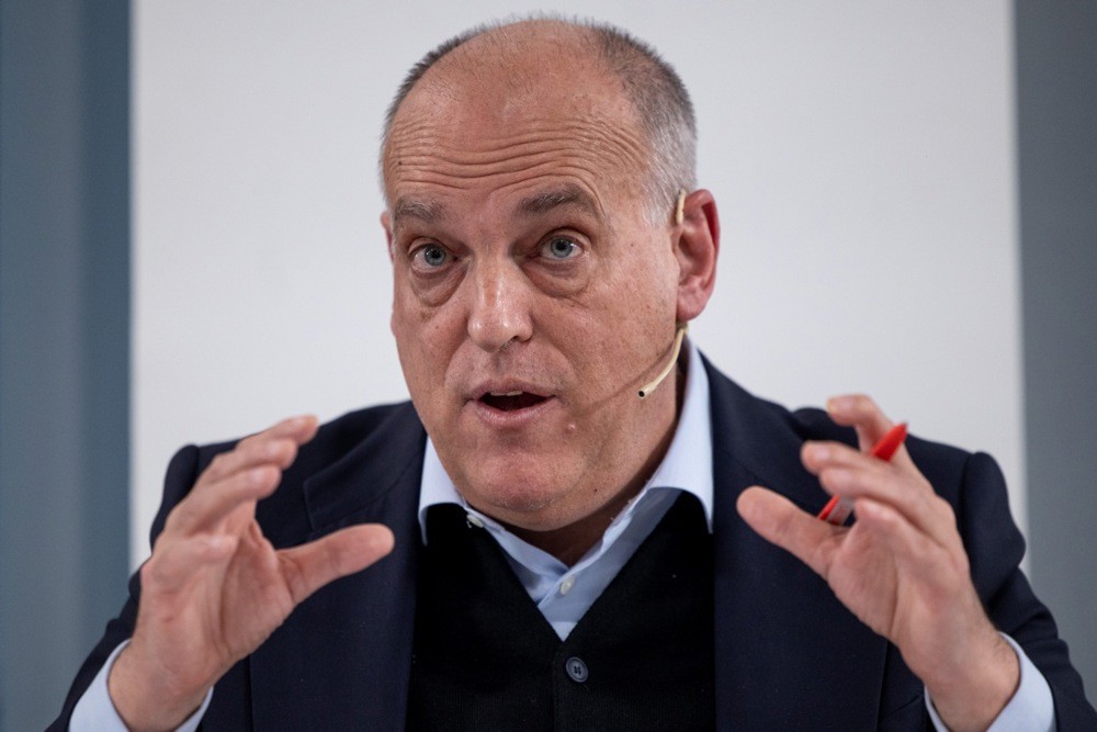 Chủ tịch Javier Tebas lên tiếng về tranh cãi công tác trọng tài. Ảnh: EPA.