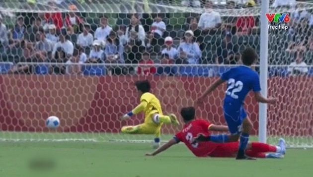 ấn định tỷ số 2-0 cho U23 Uzbekistan. Ảnh: Chụp màn hình VTV6
