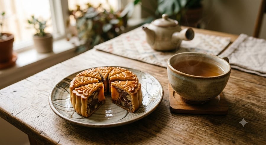 Chia bánh Trung thu thành phần nhỏ giúp dễ kiểm soát lượng ăn mỗi lần.