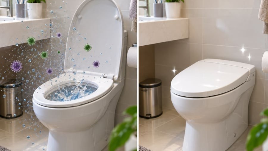 Bạn thường đóng mở nắp bồn cầu thế nào?