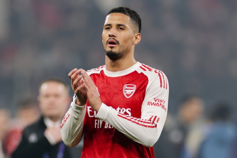 William Saliba nhiều khả năng vẫn là trụ cột của Arsenal ở mùa giải 2030/31. Ảnh: EPA/Christopher Neundorf.