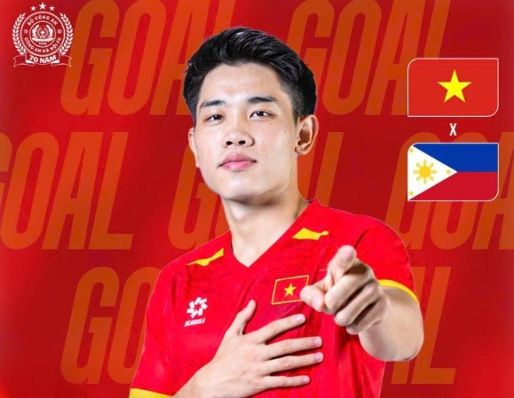 Nguyễn Đình Bắc là người mở tỷ số cho tuyển Việt Nam trước Philippines. Ảnh: CLB Công An Hà Nội.