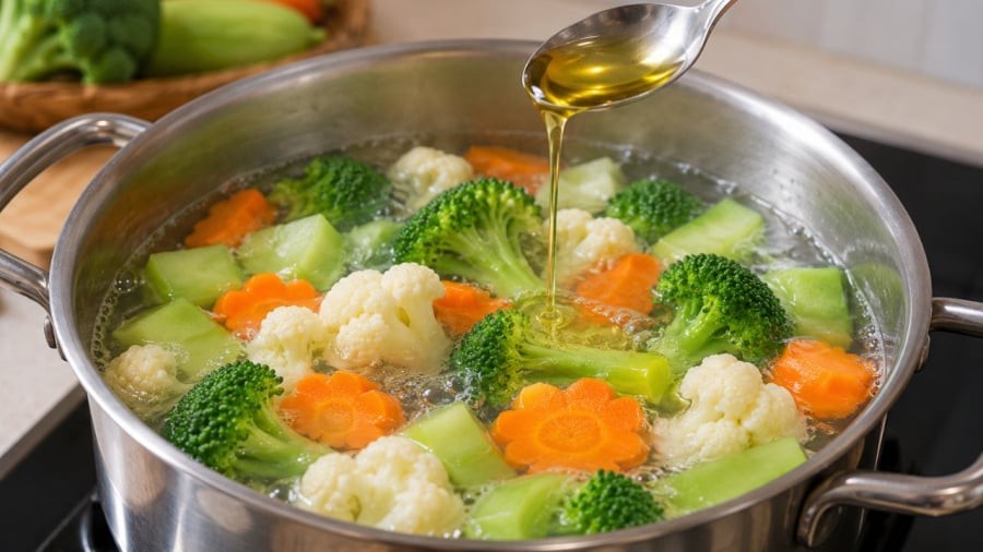 Cho dầu ăn vào đây làm gì?