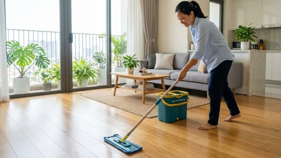 Bạn có thể sử dụng nước vo gạo pha với nước sạch để lau nhà, giúp loại bỏ các vết bẩn, hạn chế mùi tanh cũng như giảm tình trạng bám bụi.