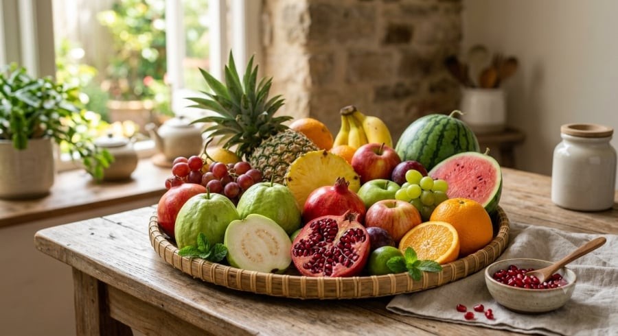 Trái cây tươi cung cấp chất xơ, vitamin và nhiều hợp chất thực vật có lợi cho sức khỏe.