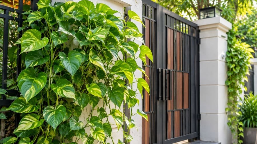 Trầu bà trồng ở cổng nhà cần chú ý lượng ánh sáng ở vị trí đó