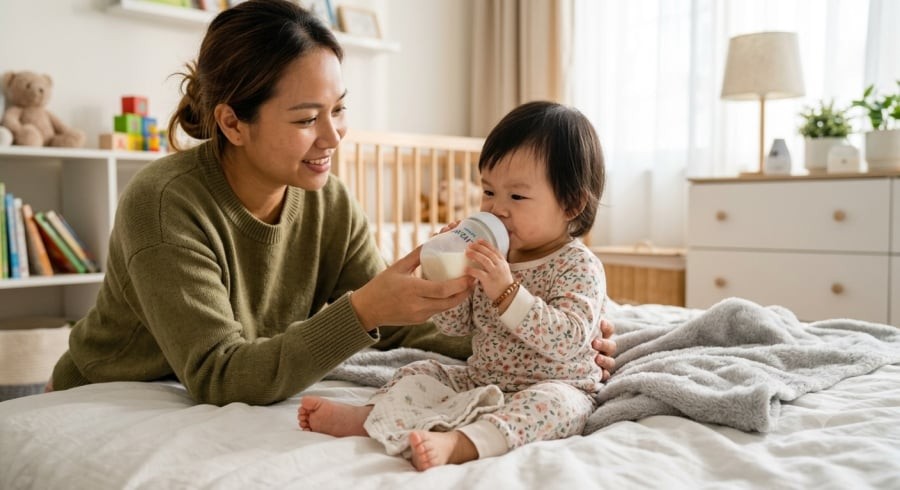 Cho trẻ ngậm bình sữa trong thời gian dài, đặc biệt khi ngủ, có thể làm tăng nguy cơ sâu răng.