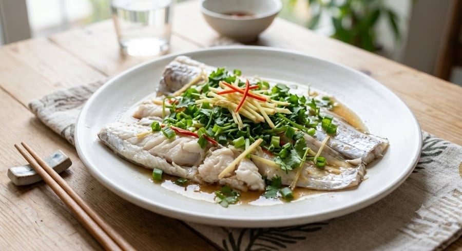 Hấp là một cách chế biến giúp hạn chế dầu mỡ bổ sung, đồng thời giữ được vị tự nhiên của cá hố.