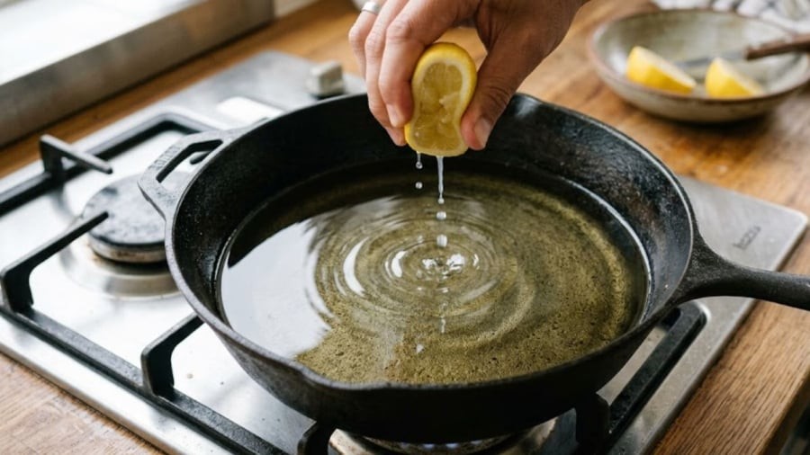 Vắt chanh vào chảo dầu trước khi chiên rán được cho là có thể hạn chế tình trạng bắn dầu.