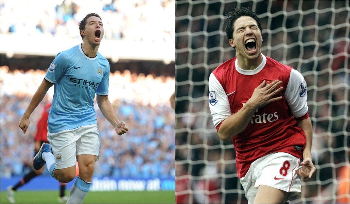 Samir Nasri tỏa sáng tại Arsenal trước khi cập bến Man City. Ảnh: EPA/Peter Powell/Jonathan Brady.