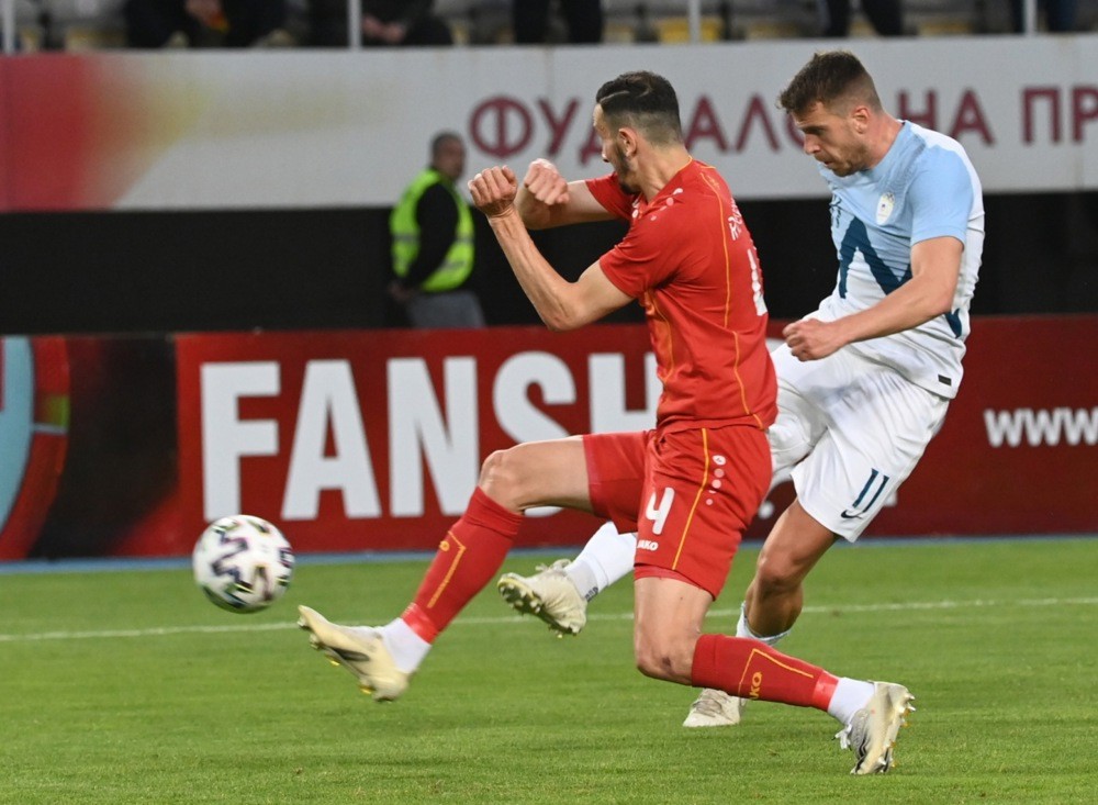 Slovenia giành chiến thắng thuyết phục trước Bắc Macedonia. Ảnh: EPA/GEORGI LICOVSKI.