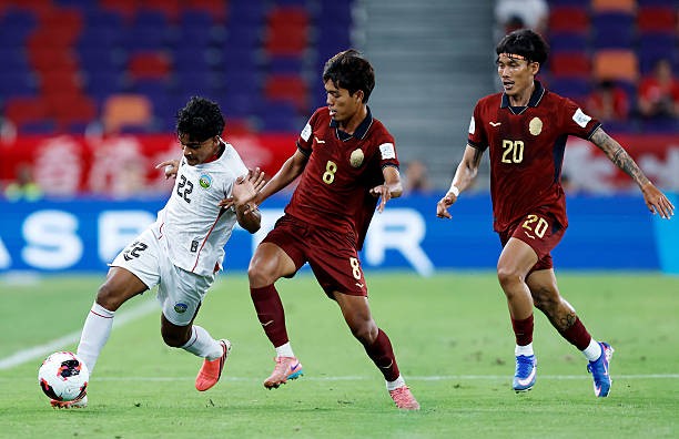 Campuchia và Timor-Leste cầm hòa nhau với tỷ số 2-2. Ảnh: Yu Chun Christopher Wong/Getty Images