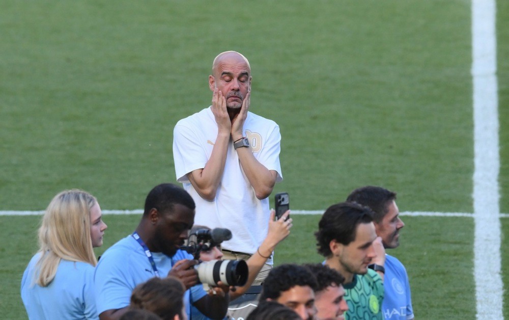 Di sản của Pep có thể bị ảnh hưởng khi Man City bị buộc tội. Ảnh: EPA.