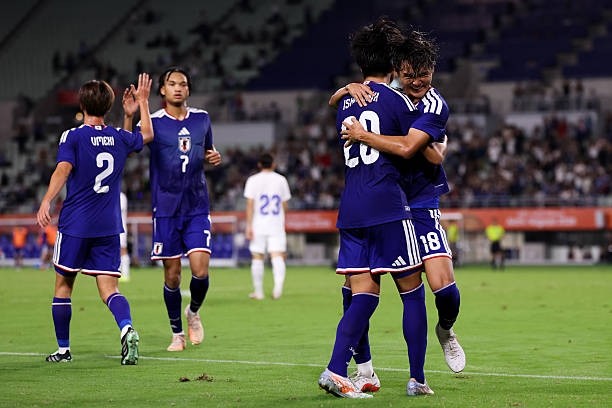 U23 Nhật Bản giành vé vào chung kết môn bóng đá nam ASIAD 2026 sau khi vượt qua U23 Uzbekistan. Ảnh: Zhizhao Wu/Getty Images.
