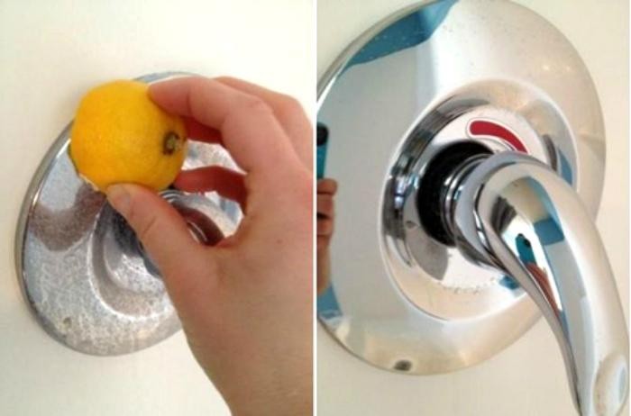 Cặn trắng bám quanh vòi nước có thể thử xử lý bằng chanh

