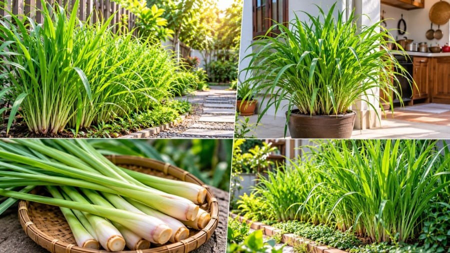 Trồng sả đúng vị trí giúp tạo bụi sả tươi tốt, nhiều củ