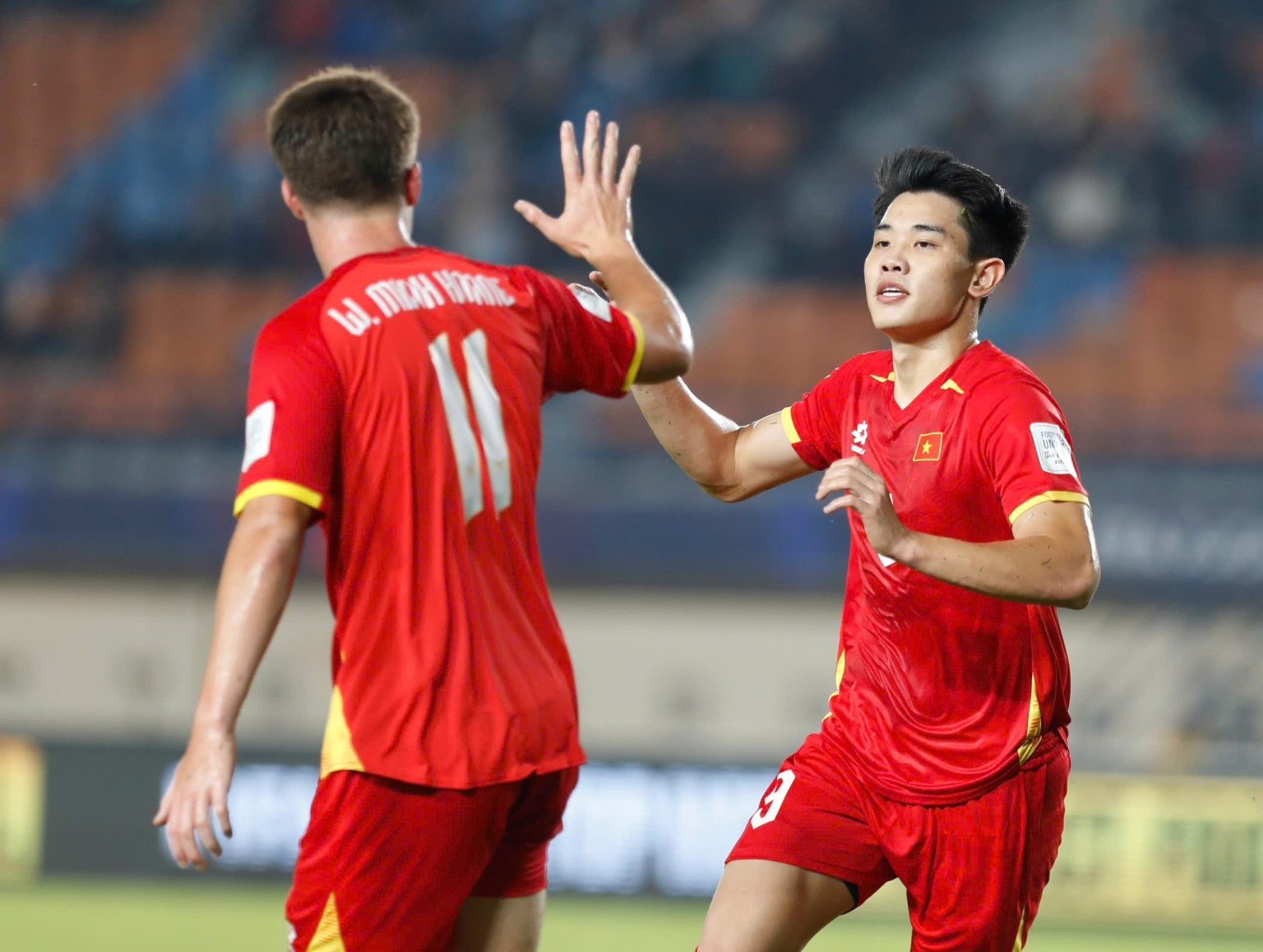 Williams Minh Hoàng có bàn thắng ra mắt ĐTQG Việt Nam. Ảnh: VFF.