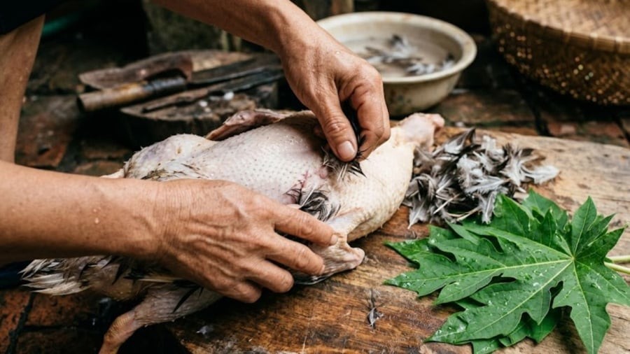Theo kinh nghiệm dân gian, sử dụng lá đu đủ có thể giúp làm sạch lông vịt hiệu quả.