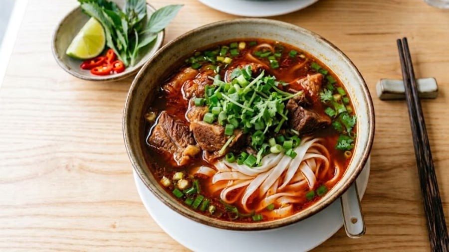 Phần thịt bò sốt vang được hầm như, ngấm gia vị, thơm đậm đà.