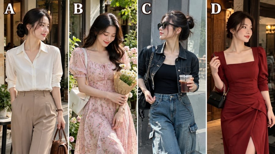 Hãy nhìn vào 4 bộ đồ dưới đây và chọn một bộ bạn thích nhất ngay từ cái nhìn đầu tiên. 