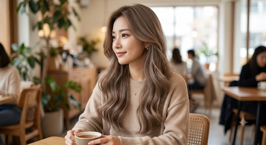 Nâu trà sữa sương mờ tạo hiệu ứng mềm mại, nhẹ nhàng và phù hợp với phong cách thanh lịch.