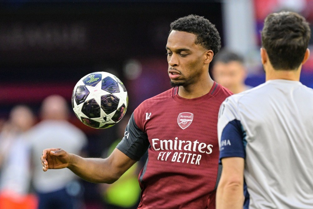 Chấn thương cản bước tiến của Jurrien Timber ở Arsenal. Ảnh: EPA.