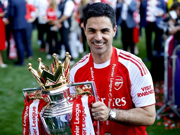 Mikel Arteta muốn bảo vệ chức vô địch Ngoại Hạng Anh cùng Arsenal. Ảnh:  EPA/TOLGA AKMEN
