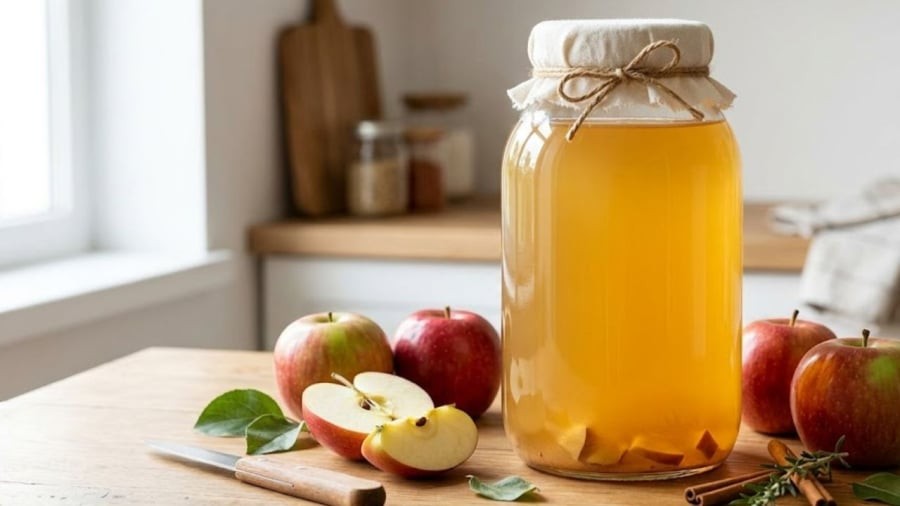 Bạn có thể tự làm giấm táo tại nhà với những nguyên liệu đơn giản.