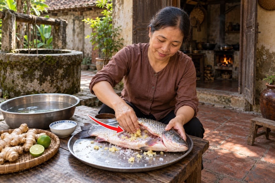 Cách đơn giản là bỏ mang, ruột, làm sạch máu đọng và lớp màng đen trong bụng, sau đó xát nhẹ với một ít muối cùng gừng đập dập rồi rửa lại, để ráo. Chanh, giấm hoặc nước vo gạo cũng có thể hỗ trợ giảm mùi tanh, nhưng chỉ nên chọn một cách phù hợp, không cần dùng tất cả cùng lúc.

