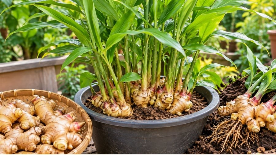 Trồng gừng trong chậu vẫn có thể cho ra nhiều nhánh nhiều củ