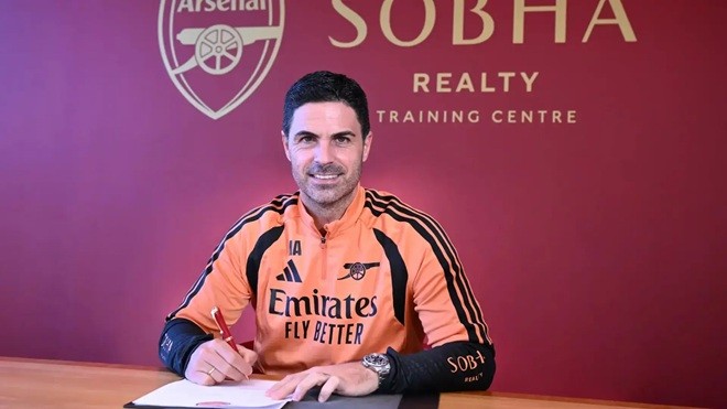 Arteta đã gia hạn với Arsenal. Ảnh: EPA.