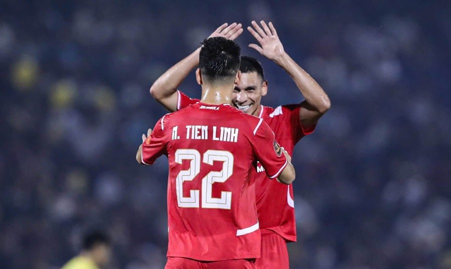 Bàn thắng của Tiến Linh không thể giúp Công an TP. Hồ Chí Minh giành trọn 3 điểm trên sân khách. Ảnh: Công an TP. Hồ Chí Minh FC.