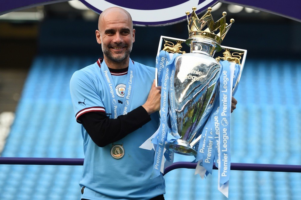 Di sản của Pep Guardiola bị sứt mẻ sau những cáo buộc vi phạm tài chính của Man City. Ảnh: EPA/Peter Powell.