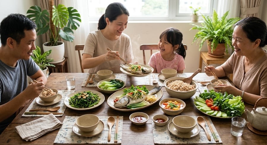 Ưu tiên thực phẩm tươi, giảm muối và hạn chế đồ ăn chế biến sẵn là những thay đổi có lợi cho sức khỏe thận.