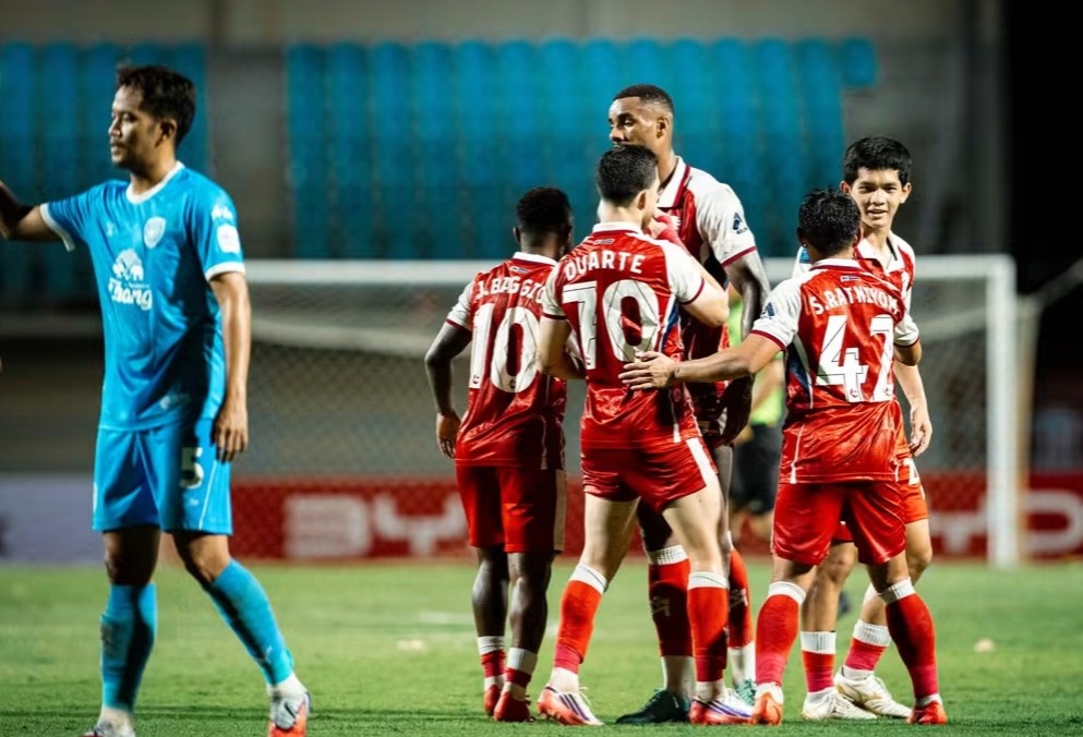 Niềm vui chiến thắng của các cầu thủ Kanchanaburi. Ảnh: Kanchanaburi Power FC