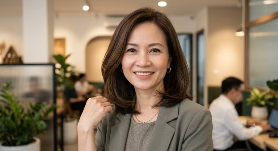 Tóc lob ngang vai giữ được nét nữ tính, dễ chăm sóc và linh hoạt khi kết hợp với nhiều phong cách trang phục.