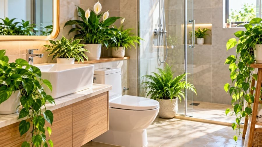 Nhiều người thích trồng cây trong nhà vệ sinh