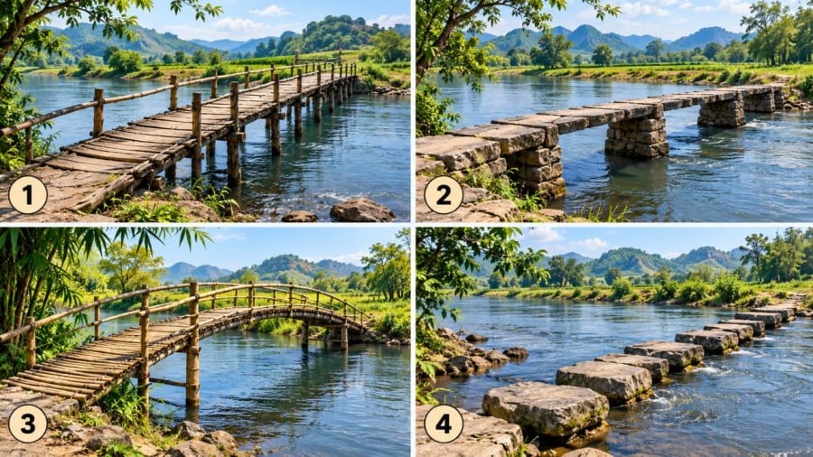 Bạn chọn cây cầu nào để đi qua sông?