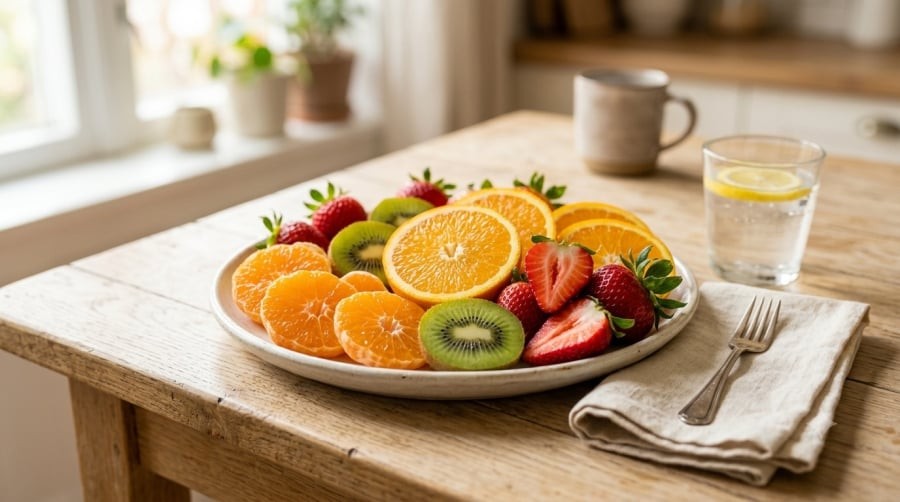 Cam, quýt, kiwi và dâu tây là những nguồn vitamin C quen thuộc, giúp đa dạng khẩu phần dinh dưỡng hằng ngày.