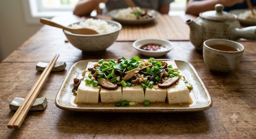 Đậu phụ hấp, luộc hoặc nấu canh là những cách chế biến giúp hạn chế lượng dầu mỡ bổ sung.