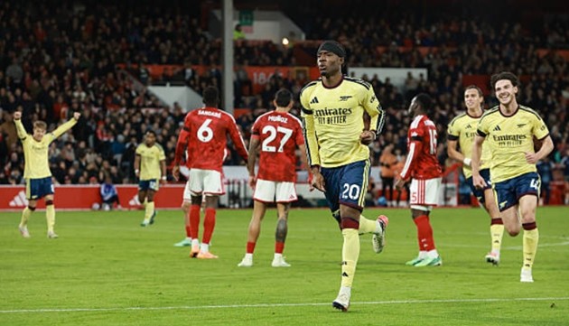 Noni Madueke ghi bàn thắng duy nhất giúp Arsenal giải mã Nottingham. Ảnh: Andrew Kearns - CameraSport qua Getty Images.