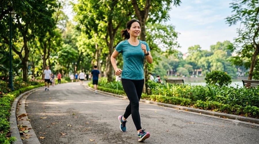 Đi bộ nhanh giúp tăng vận động hằng ngày và có thể hỗ trợ kiểm soát cân nặng khi kết hợp ăn uống hợp lý.