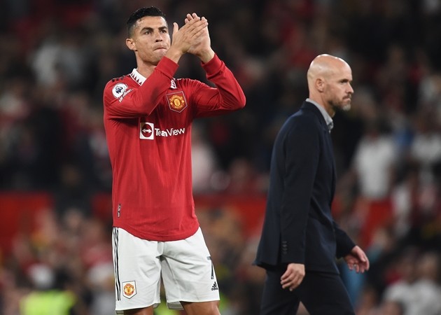 Cristiano Ronaldo từng mâu thuẫn với Erik ten Hag. Ảnh: EPA/PETER POWELL