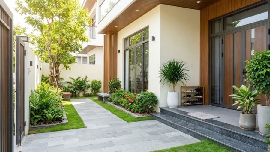 Lối vào nhà không nên quá trống trải hay lạnh lẽo.