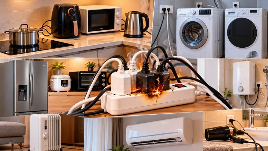 Cẩn thận khi cắm chung các thiết bị vào ổ điện