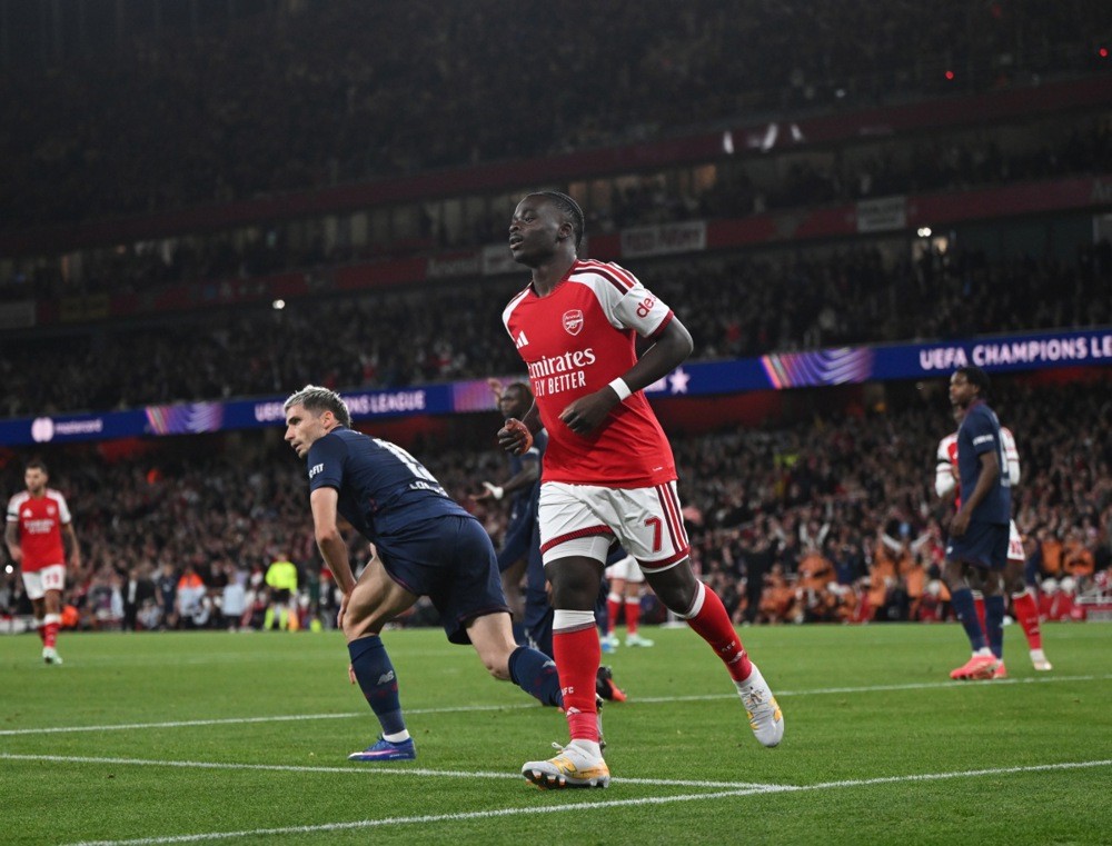 Arsenal sẽ phải tìm cách xoay xở trong thời gian Saka vắng mặt. Ảnh: EPA.