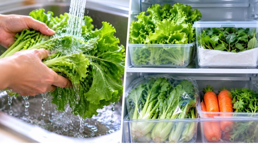 Theo bạn nên rửa hay không trước khi cất rau vào tủ lạnh